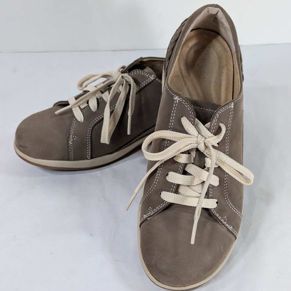 Aetrex Sneakers Women Dana Brown Leather Braid Arch Support Comfort Shoes 8
